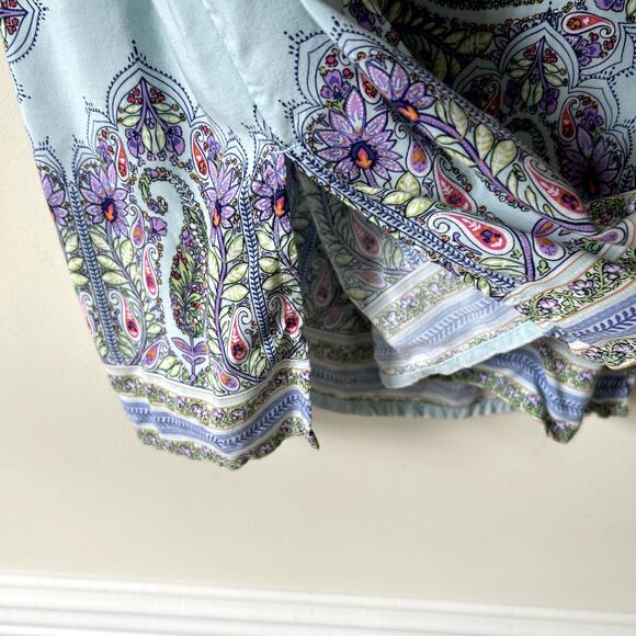 J. Jill Tunic Size XS Button Front Mini Dress Blue Paisley Longline Shirt Tank - Picture 6 of 8